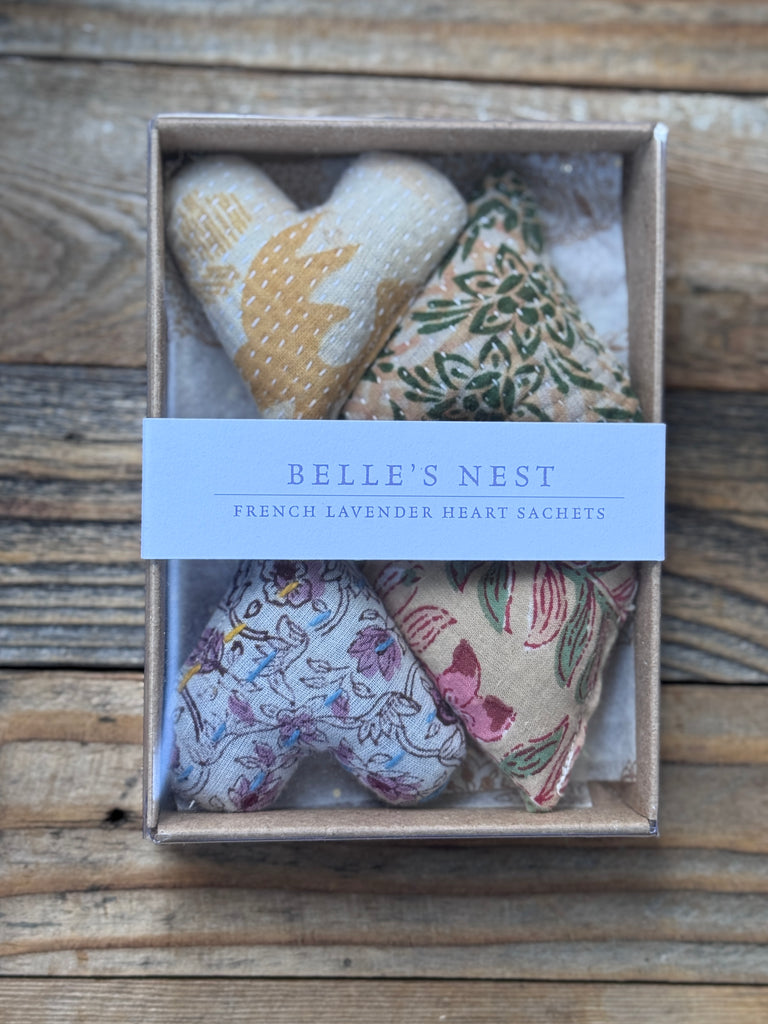 Boxed Set of Four Mini French Lavender Hearts