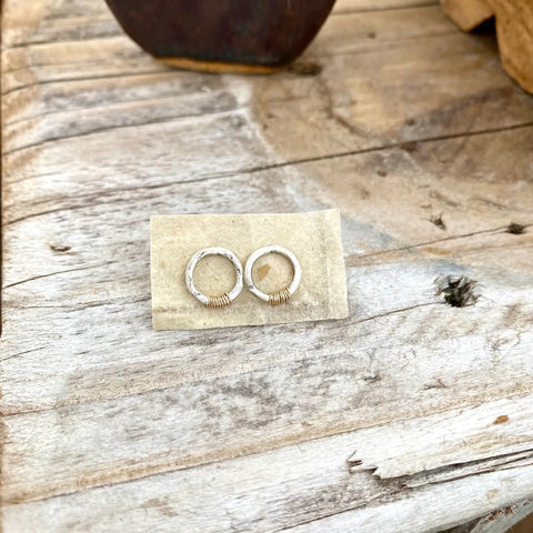 Wire Wrapped Circle Stud Post Earrings