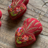 Embroidered Heart Ornaments