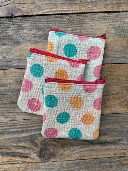 Polka Dot Cotton Coin Purse