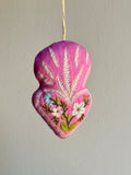 Embroidered Heart Ornaments